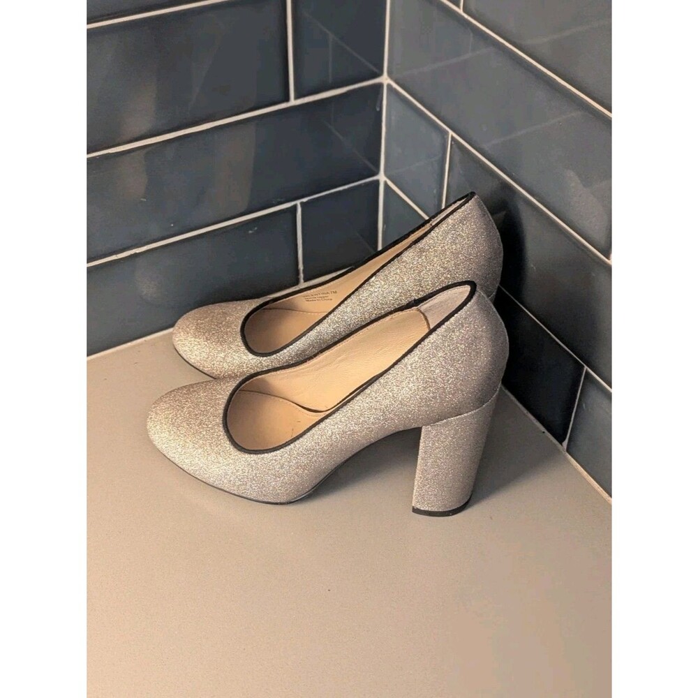 Botkier New York Valentina Glitter Pump Blush Block Heel Cushioned Women 7m